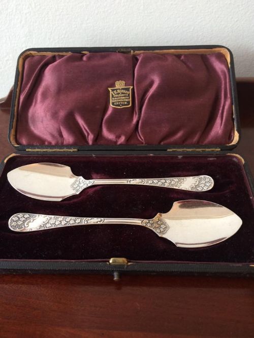 Pair Victorian Silver Jam or Preserve Spoons, 1898