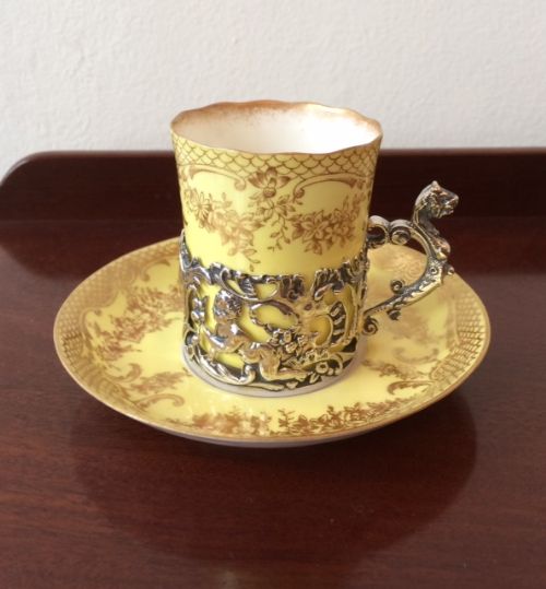 William Comyns Coffee Can & Saucer, 1894