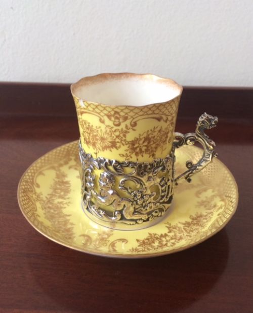 William Comyns Coffee Can & Saucer, 1894