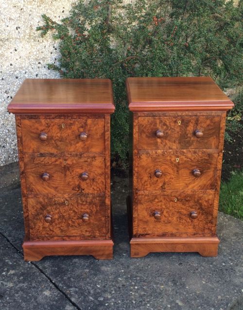Stunning Victorian Burr Walnut Bedside Cabinets