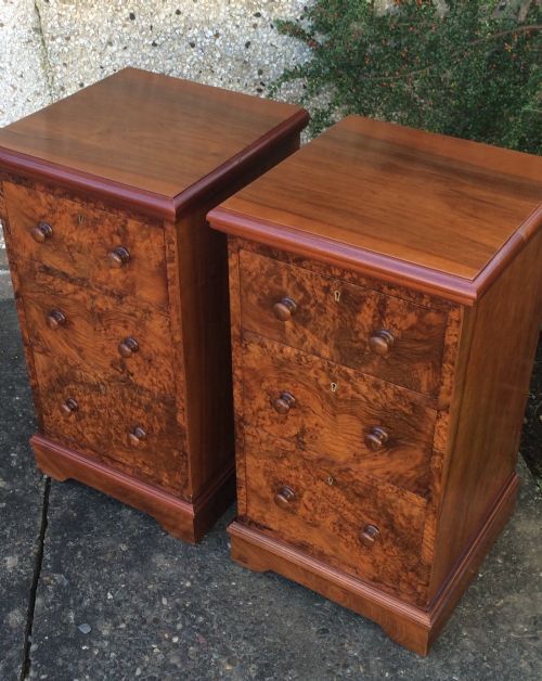 fig 1. Stunning Victorian Burr Walnut Bedside Cabinets