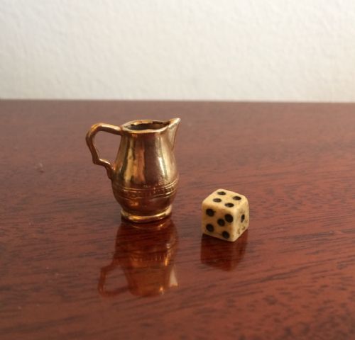 Miniature Victorian  9ct Gold Jug & Ivory Dice