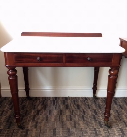 Victorian Mahogany Marble Topped Dressing Table or Side Table by Johnstone & Jeanes of London