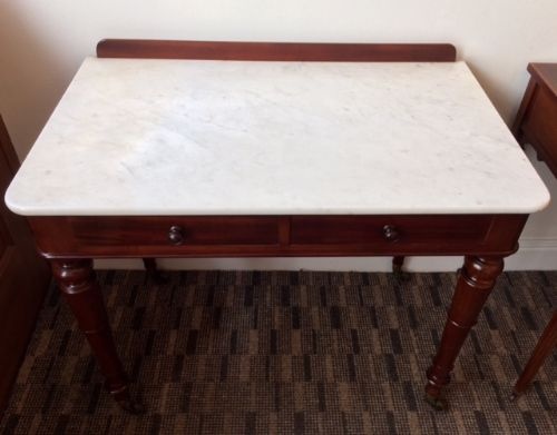 fig 1. Victorian mahogany marble topped dressing table or side table by Johnstone & Jeanes of London
