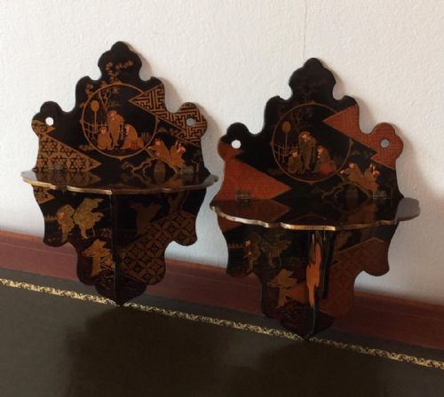 Pair of 19th Century Japanese Chinoiserie Shelves