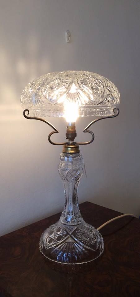 Fantastic 1930'S Cut Glass Mushroom Lamp