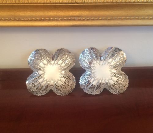 Pair Scottish Victorian Silver Bon Bon Dishes, Hallmarked Edinburgh 1898 by Hamilton & Inches