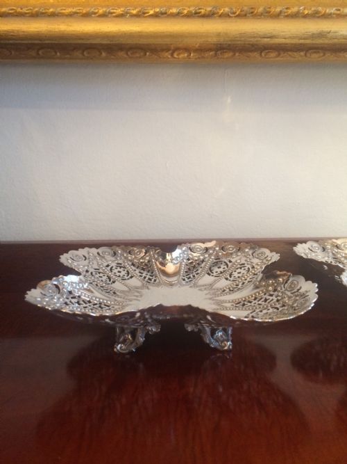 fig 2. Pair Scottish Victorian Silver Bon Bon Dishes, hallmarked Edinburgh 1898 by Hamilton & Inches