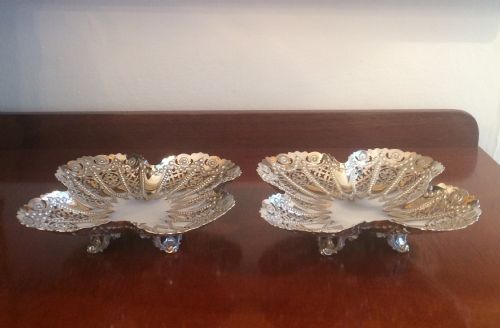 fig 3. Pair Scottish Victorian Silver Bon Bon Dishes, hallmarked Edinburgh 1898 by Hamilton & Inches