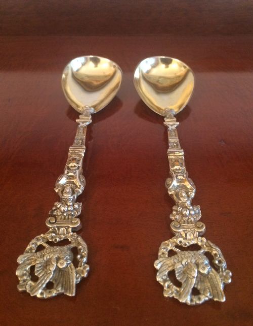 Pair Victorian Silver Gilt Spoons, Hallmarked London 1879