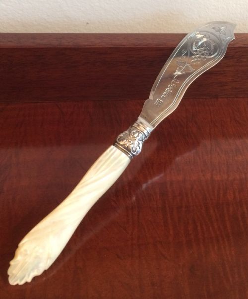 Victorian Silver & Mother of Pearl Butter Knife, 1874
