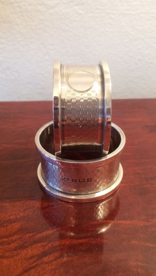 Pair of Silver Napkin Rings, Hallmarked Birmingham 1916 by George Unite