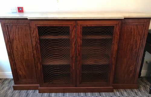 Finest Quality Regency Mahogany & Marble Bookcase Credenza