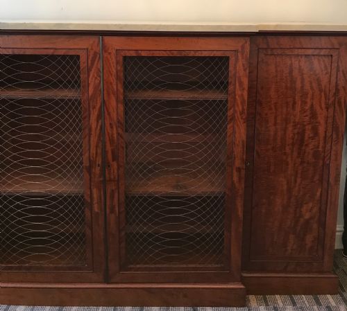 fig 1. Finest Quality Regency Mahogany & Marble Bookcase credenza