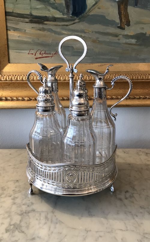 George III Solid Silver Cruet Set, Hallmarked London 1779 by John Schofield