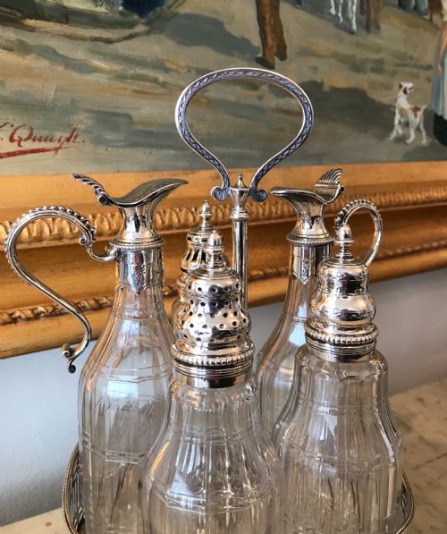 fig 2. George III solid silver cruet set, hallmarked London 1779 by John Schofield