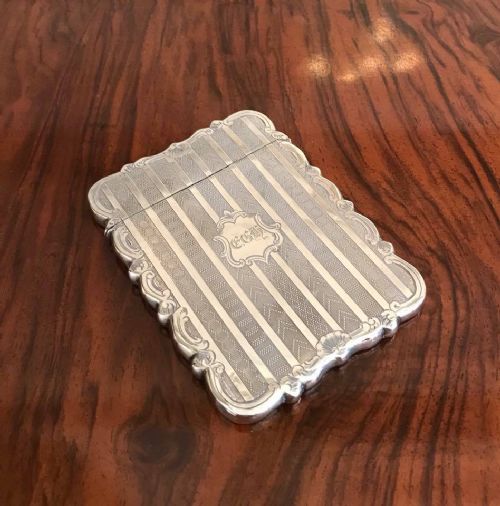Stunning Victorian Solid Silver Card Case, 1869