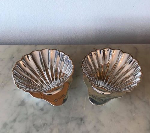 Pair of Edwardian Shell Silver Bon Bon Dishes