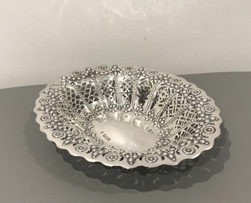 Victorian Solid Silver Pierced Basket