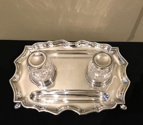Edwardian Solid Silver Double Inkstand, 1902