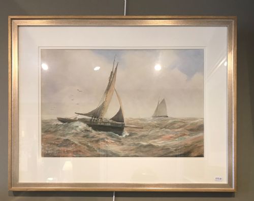 James Aitken Marine Watercolour (1853-1925), 'Rough Seas Off Dartmouth'