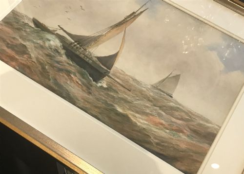 fig 1. James Aitken Marine Watercolour (1853-1925), 'Rough Seas off Dartmouth'