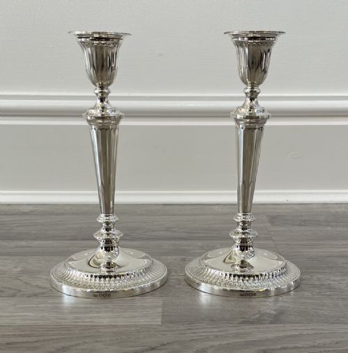 Stunning Pair of Adam Style Solid Silver Candlesticks