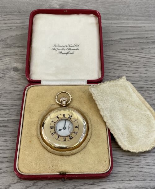 Edwardian 9ct Gold J W Benson Half Hunter Pocket Watch