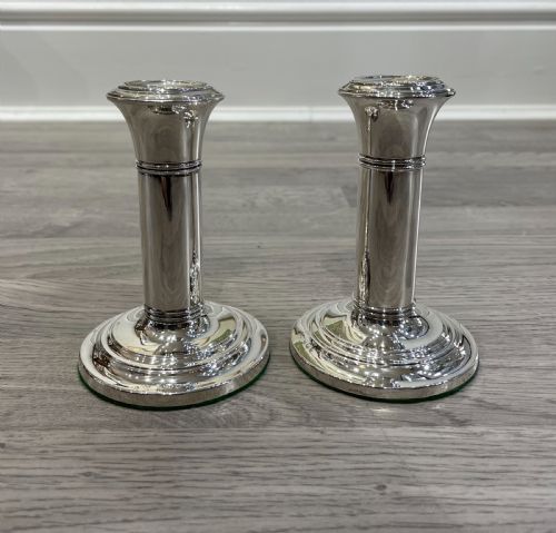 Pair George V Solid Silver Candlesticks, Hallmarked Birmingham 1919