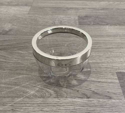 Good Victorian Silver Mounted Glass Bowl, Hallmarked Birmingham 1896.