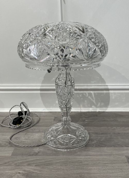 Impressive Twin Bulb Crystal Mushroom Table Lamp