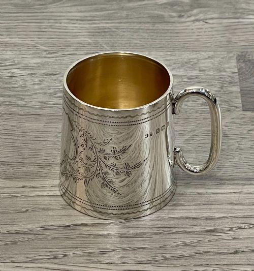 Pretty Solid Silver Christening Mug