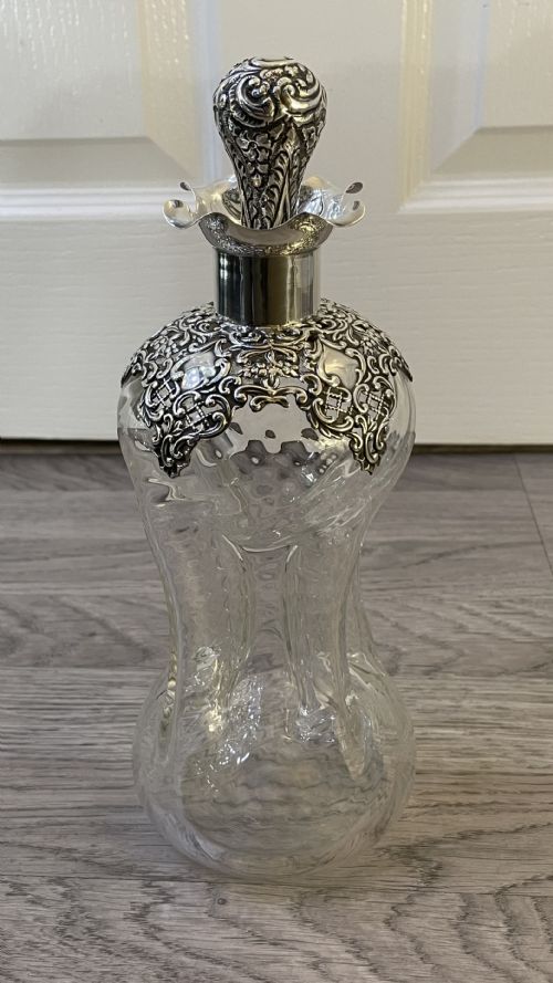 Quality Edwardian Glass & Silver Glug Glug Decanter, 1905