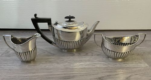 Victorian Silver Three Piece Bachelors Tea Set, 1896