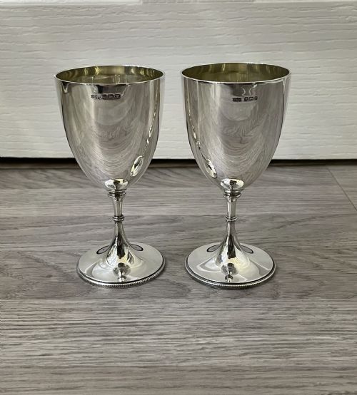 Pair of Edwardian Solid Silver Goblets