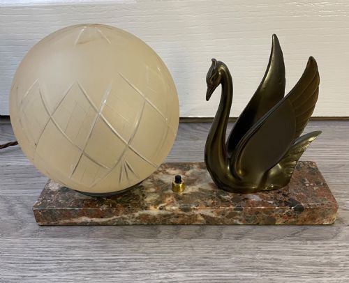 French Art Deco Marble and Spelter Mood Lamp