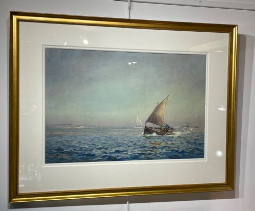 John Ernest Aitken (1881 - 1957) Marine Watercolour, Port St Mary, Isle of Man