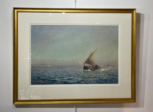 fig 1. John Ernest Aitken (1881 - 1957) Marine Watercolour, Port St Mary, Isle of Man