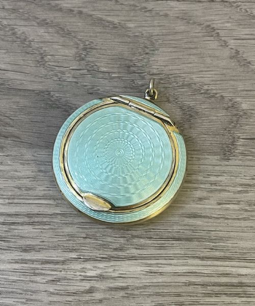 Beautiful Edwardian Silver Gilt & Blue Enamel Compact by Horton & Allday