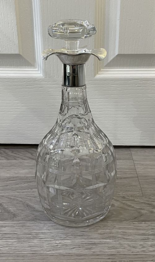 George V Silver Topped Cut Glass Decanter , 1917