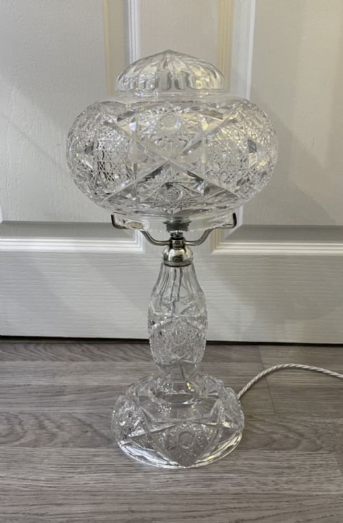 Quality 1930s Single Bulb Cut Glass Mushroom Lamp