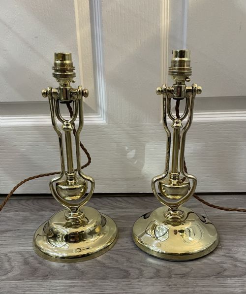 Good Pair of Solid Brass Gimbal Lamps
