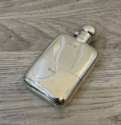 George V Solid Silver Hip Flask, Chester 1928