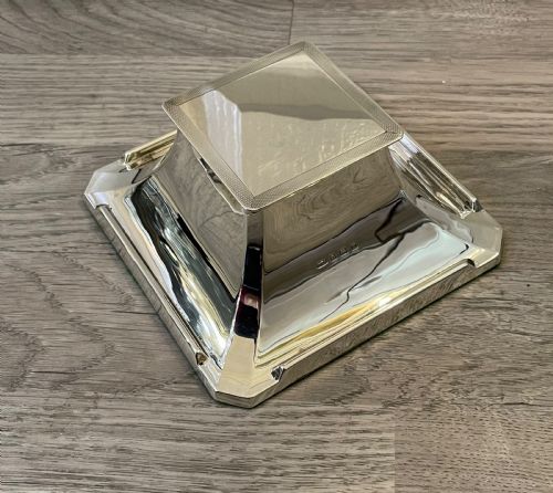 Large Art Deco Square Silver Inkwell, Birmingham 1936