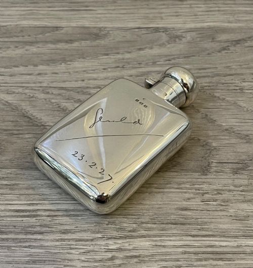 George V Solid Silver Hip Flask, 1924