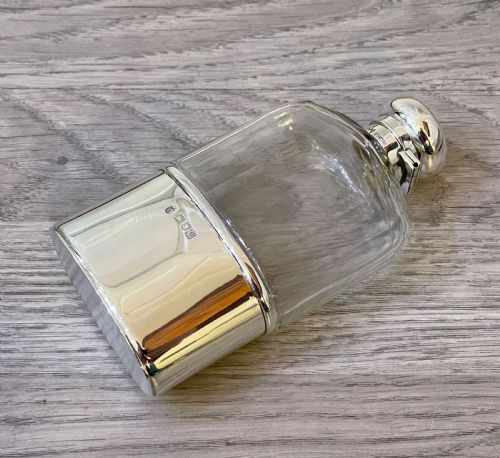 Edwardian Solid Silver Hip Flask by Drew & Sons, London 1907