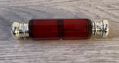 Victorian Ruby Glass & Silver Double Ended Scent Bottle