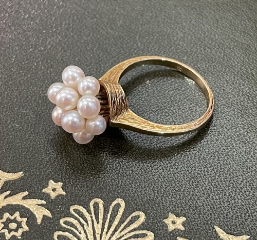 Beautiful 14k Gold Pearl Cluster Ring by Mikimoto