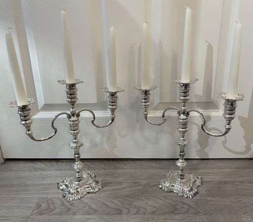 Superb Quality Pair of Cast Solid Silver Candelabra