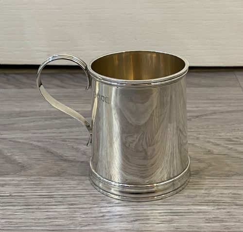 Heavy Edwardian Solid Silver Half Pint Tankard Mug by Carrington & Co, London
